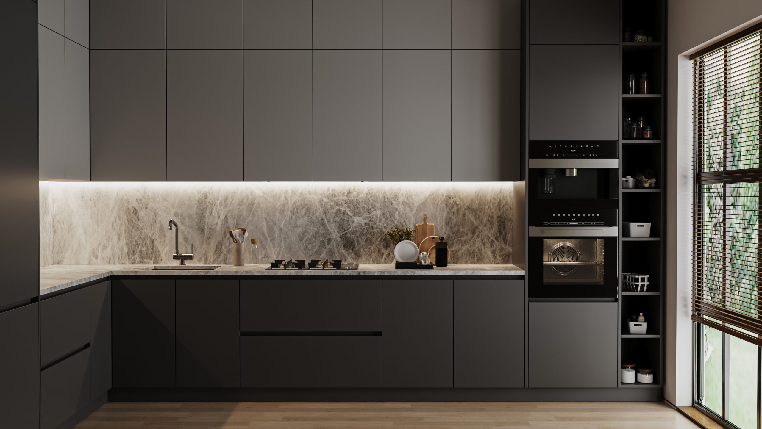 Modern Dark Grey Kitchen Interior 3d Rendering 2022 04 21 13 51 35 Utc Scaled 
