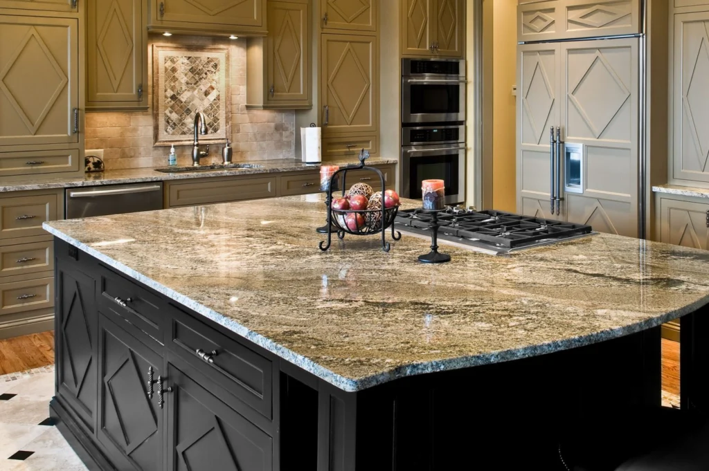 modern kitchen with granite island