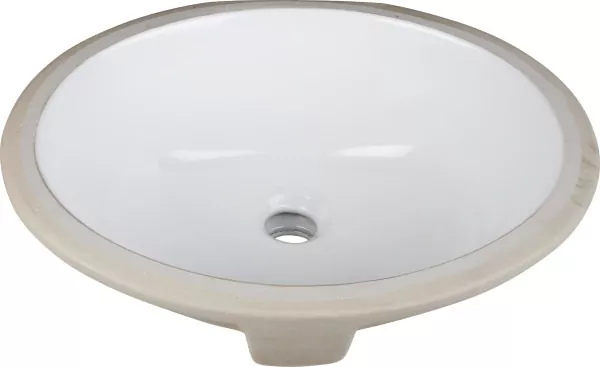 15" Oval Undermount White Porcelain Bowl