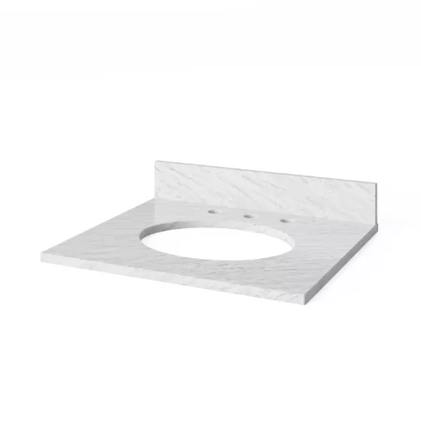 wiopmwaefgilyfkdwnpm 25" White Carrara Marble Vanity Top, oval bowl cutout